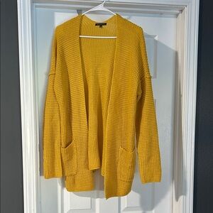 Staccato Mustard Open-Front Waffle Knit Cardigan